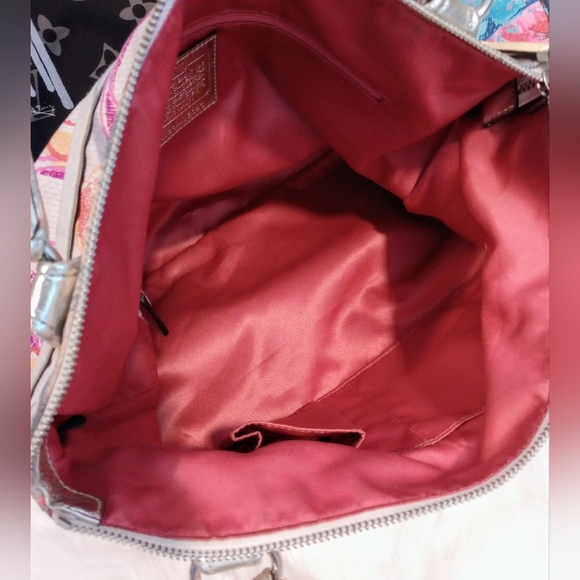 Coach Poppy Dream Multi Signature Optic Soulder Glam Tote Bag EUC - Picture 13 of 15